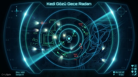 KediGözü Gece Radarı gece haritası oyun modu ekranı
