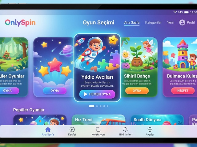 OnlySpin platform ana sayfa arayüzü ve oyun seçim ekranı